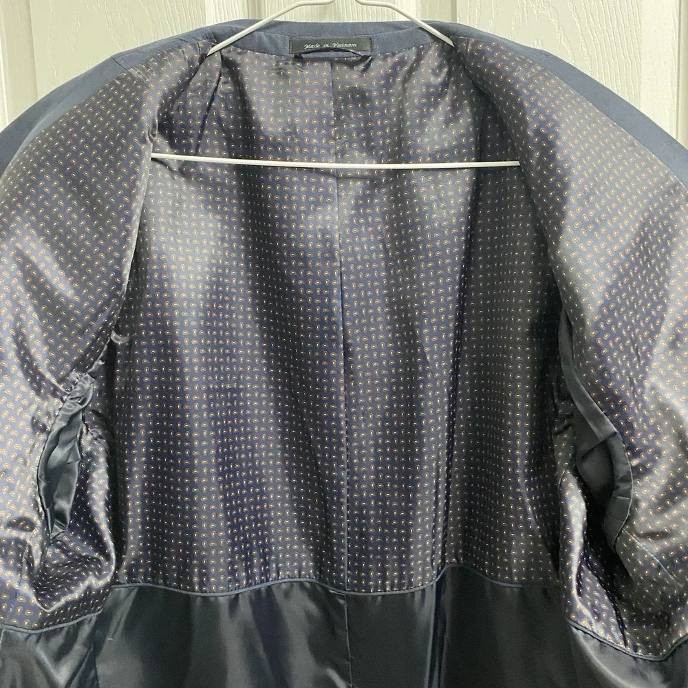 Chaps Navy Blue‎ Men's Sport Coat 48R Lined Jacket. Suede Feel